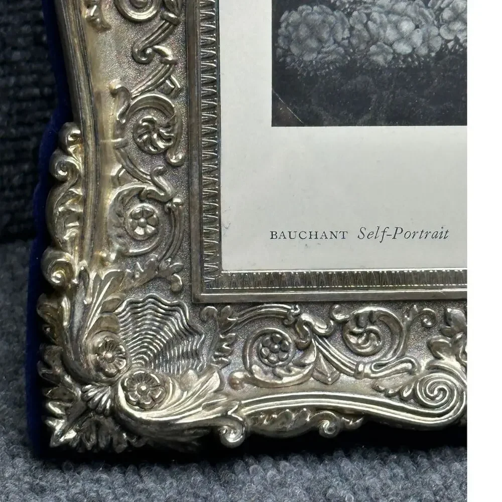 Vintage Godinger 5x7 silverplate ornate frame Baroque Rococo vintage 1938 print